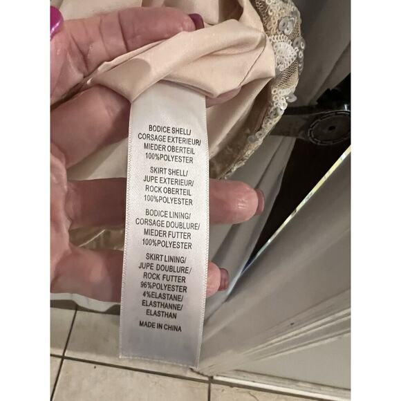 Aidan Aidan Matrix Blush Sequined Blouson Cocktail Dress Sz 10 - Picture 5 of 6